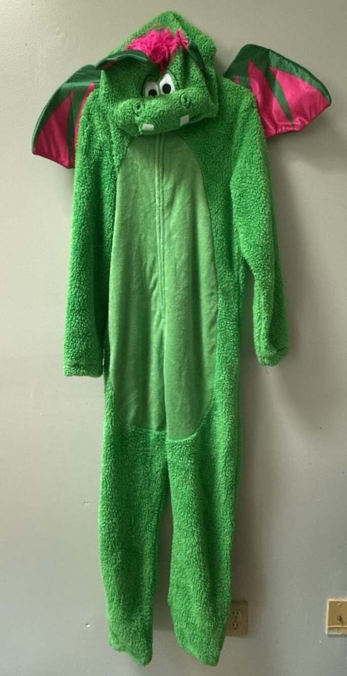 Briefly Stated Winged Dragon Costume One Piece Size Medium Green Pink